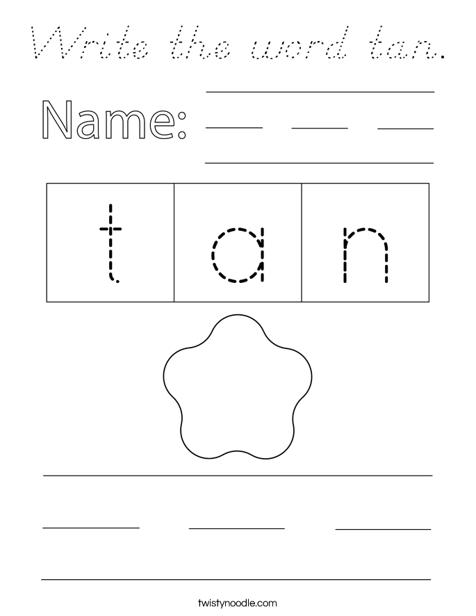 Write the word tan. Coloring Page
