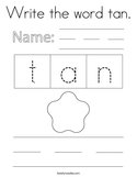 Write the word tan Coloring Page