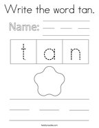 Write the word tan Coloring Page