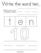 Write the word ten Coloring Page