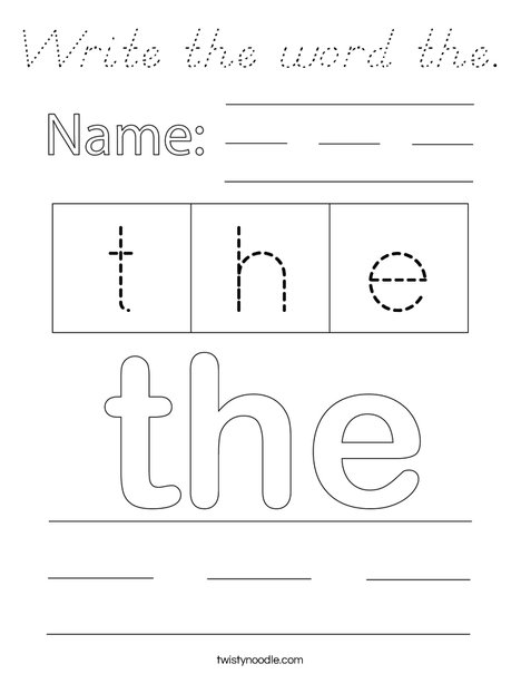 Write the word the. Coloring Page