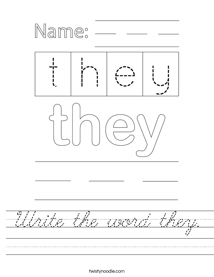 Write the word they. Worksheet