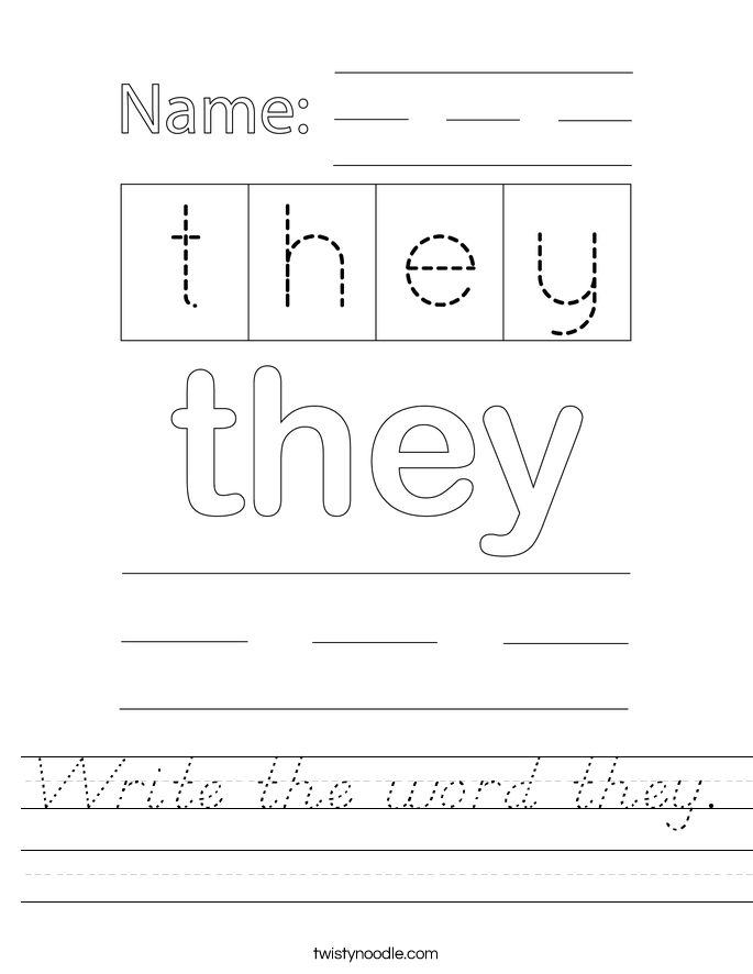 Write the word they. Worksheet