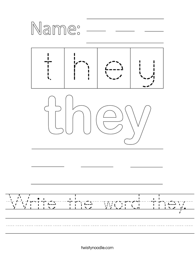 Write the word they. Worksheet