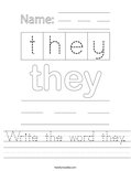 Write the word they. Worksheet