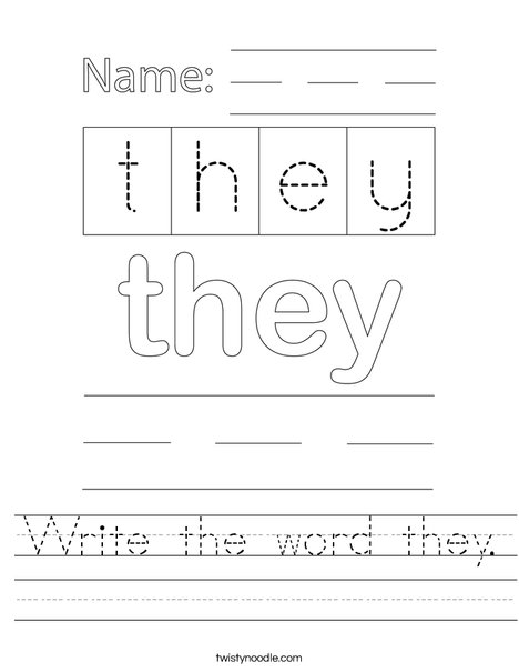 Write the word they. Worksheet