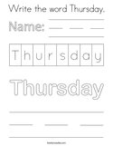 Write the word Thursday Coloring Page