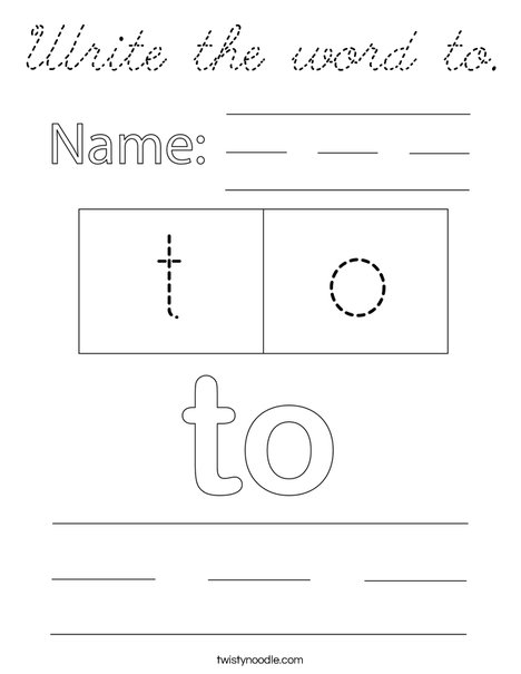 Write the word to. Coloring Page