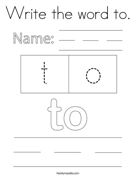 Write the word to. Coloring Page