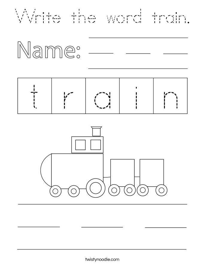 Write the word train. Coloring Page