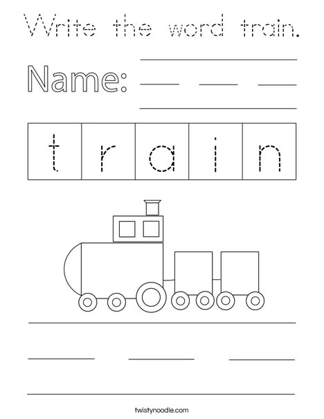 Write the word train. Coloring Page