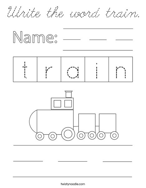 Write the word train. Coloring Page