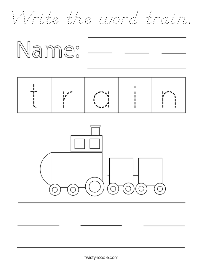 Write the word train. Coloring Page