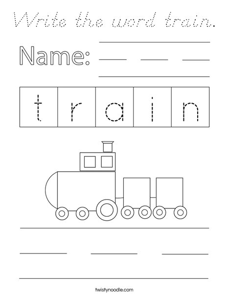 Write the word train. Coloring Page