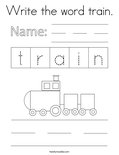 Write the word train. Coloring Page