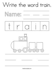 Write the word train Coloring Page
