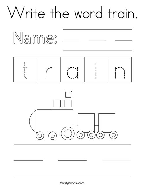 Write the word train. Coloring Page