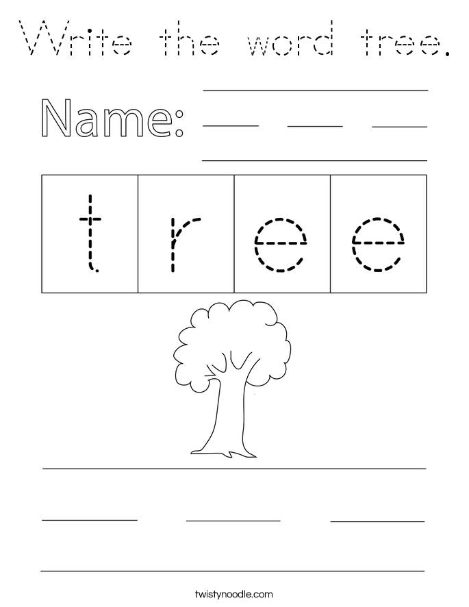 Write the word tree. Coloring Page