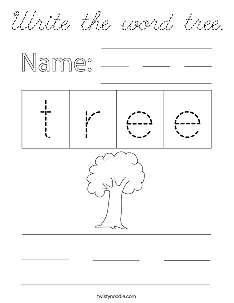 Write the word tree. Coloring Page