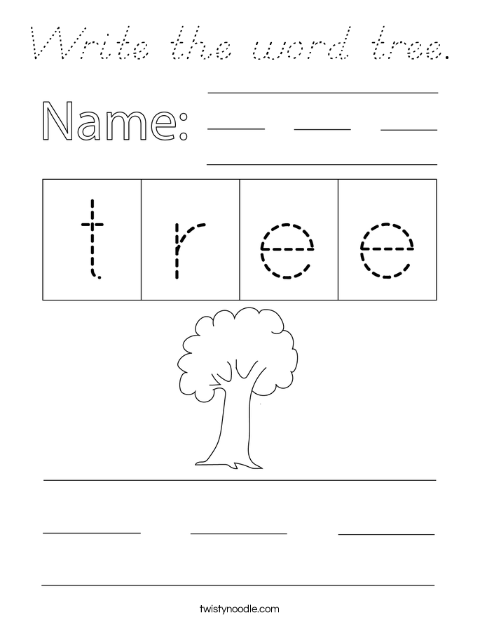 Write the word tree. Coloring Page