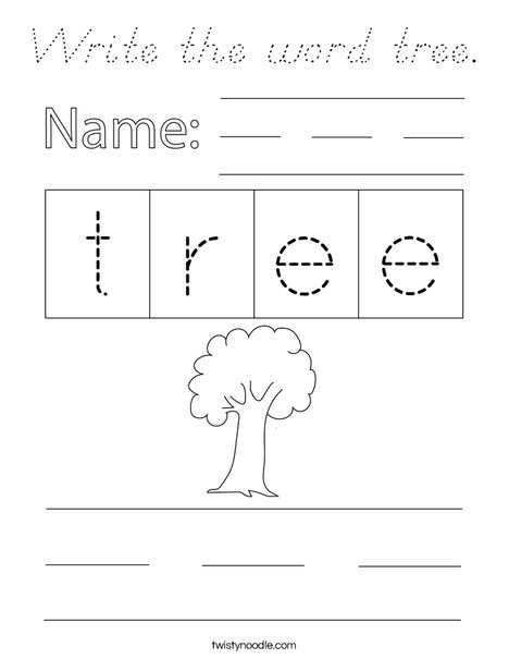 Write the word tree. Coloring Page