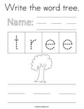Write the word tree. Coloring Page