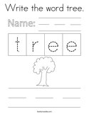 Write the word tree Coloring Page