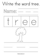 Write the word tree Coloring Page