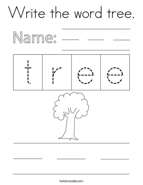 Write the word tree. Coloring Page