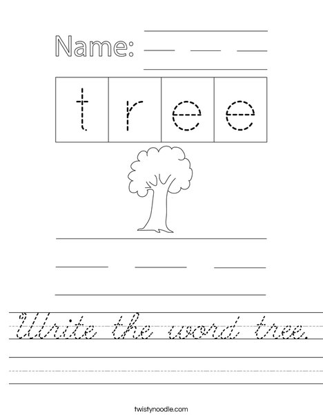 Write the word tree. Worksheet