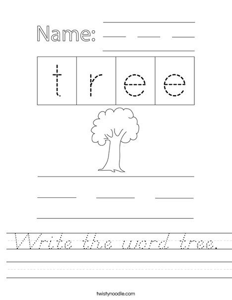 Write the word tree. Worksheet