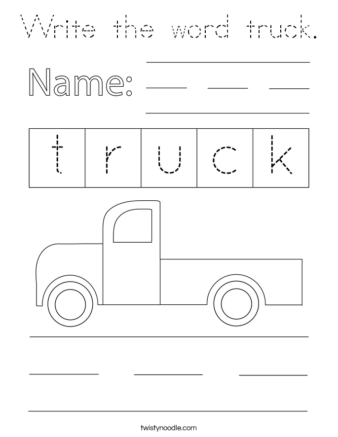 Write the word truck. Coloring Page