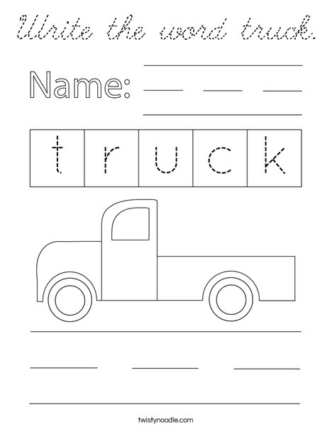 Write the word truck. Coloring Page