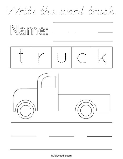 Write the word truck. Coloring Page