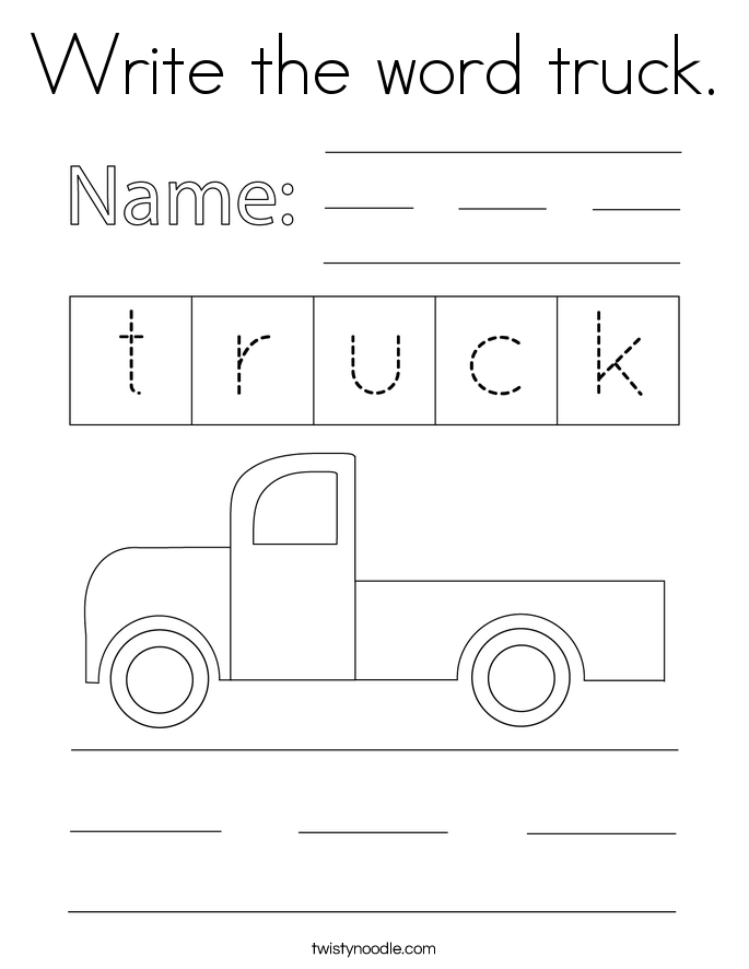 Write the word truck. Coloring Page