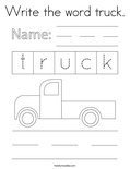 Write the word truck. Coloring Page