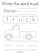 Write the word truck Coloring Page