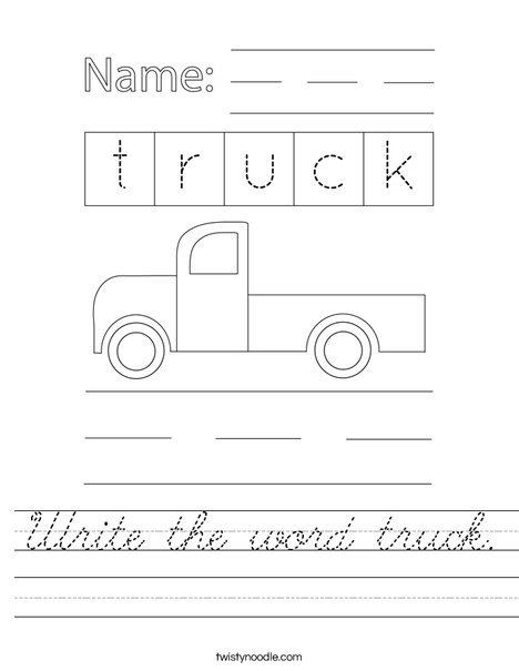 Write the word truck. Worksheet