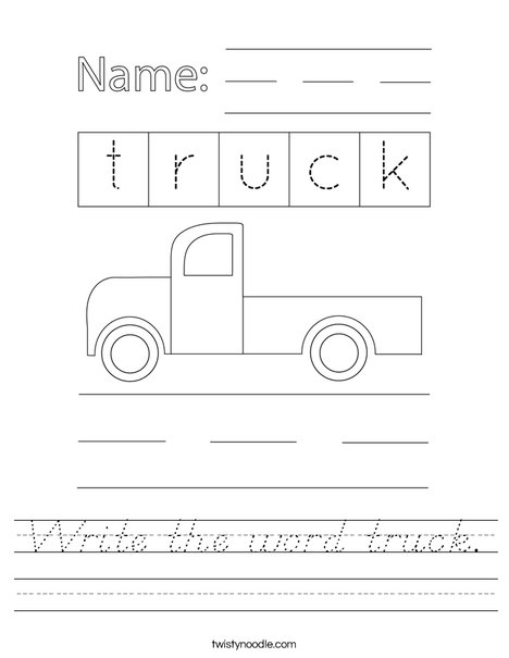 Write the word truck. Worksheet