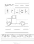 Write the word truck Handwriting Sheet