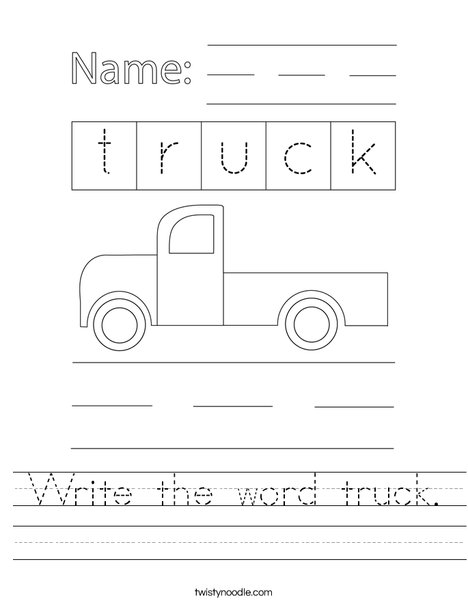 Write the word truck. Worksheet