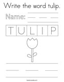 Write the word tulip Coloring Page