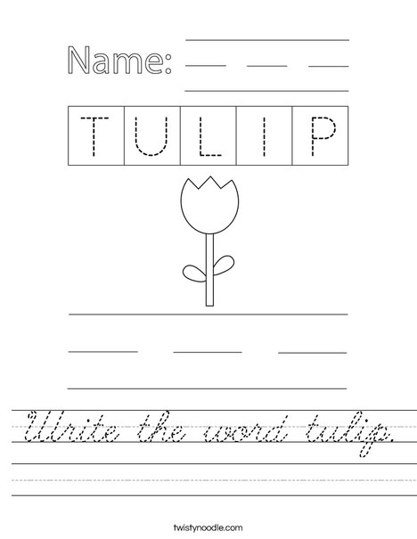 Write the word tulip. Worksheet