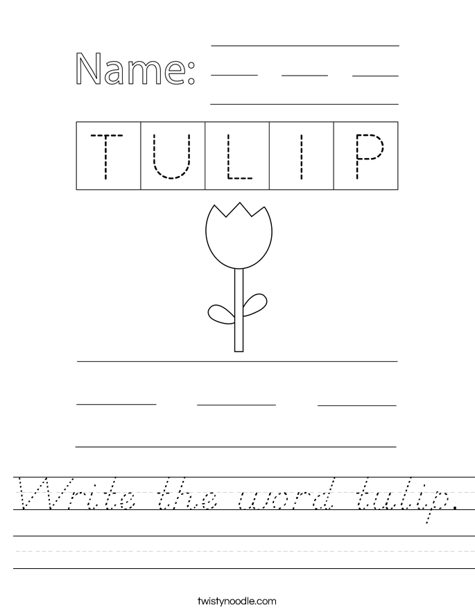 Write the word tulip. Worksheet