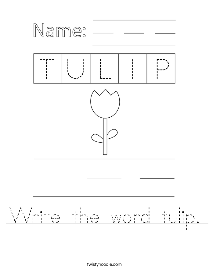 Write the word tulip. Worksheet