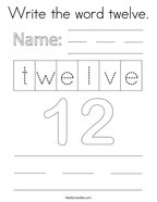 Write the word twelve Coloring Page
