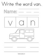 Write the word van Coloring Page