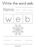 Write the word web Coloring Page