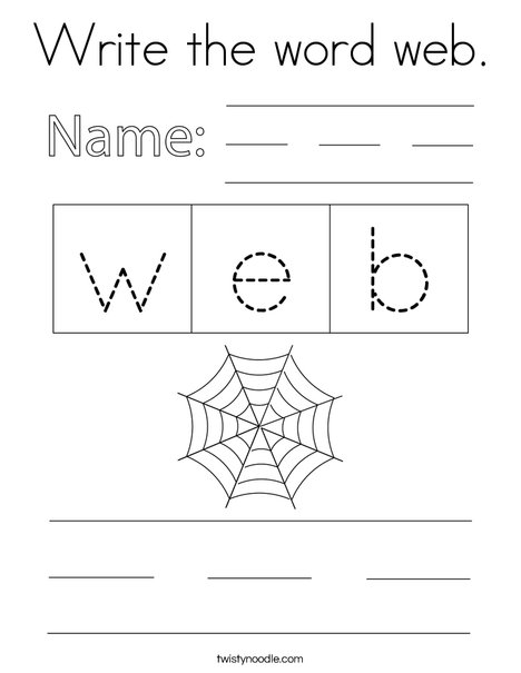 Write the word web. Coloring Page