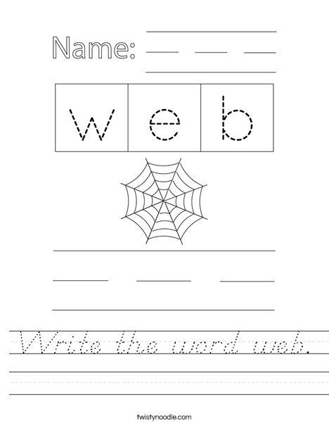 Write the word web. Worksheet